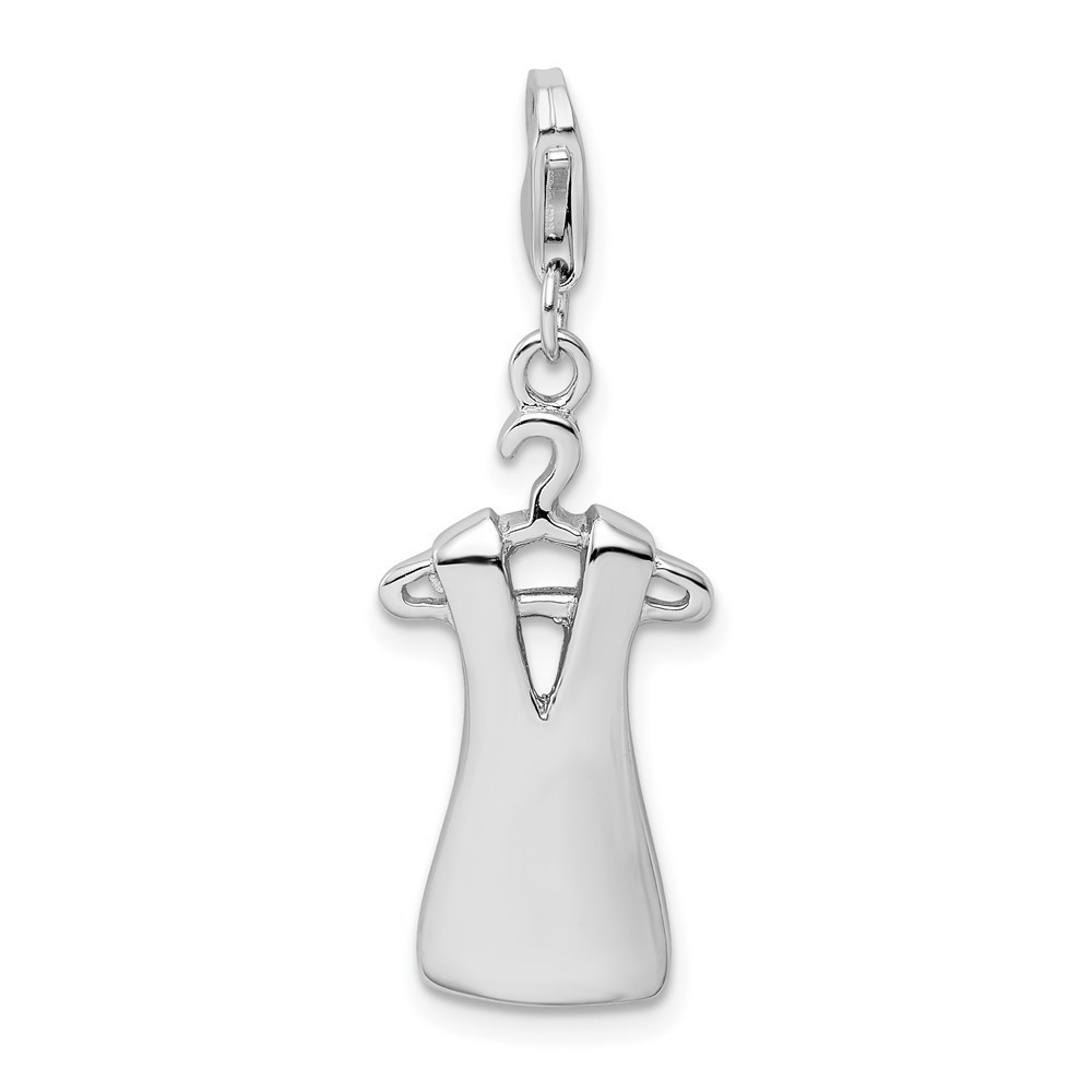 925 Sterling Silver Open Back Dress on Hanger Bracelet Charm w/Lobster Clasp